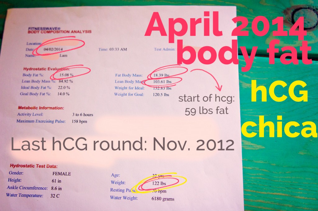 April 2014 Body Fat Test - 1.5 years Maintaining hCG Weight Loss - hcgchica.com